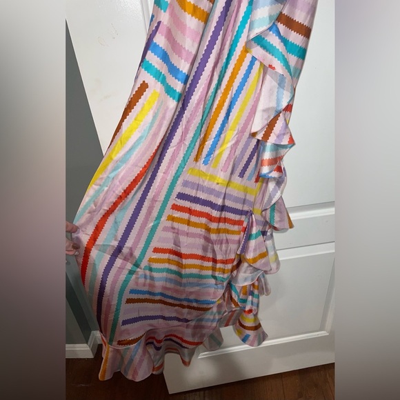New! Brogger Edith Silk Rainbow Ruffle Slip Dress 🌈 Medium NWT! - Picture 13 of 16